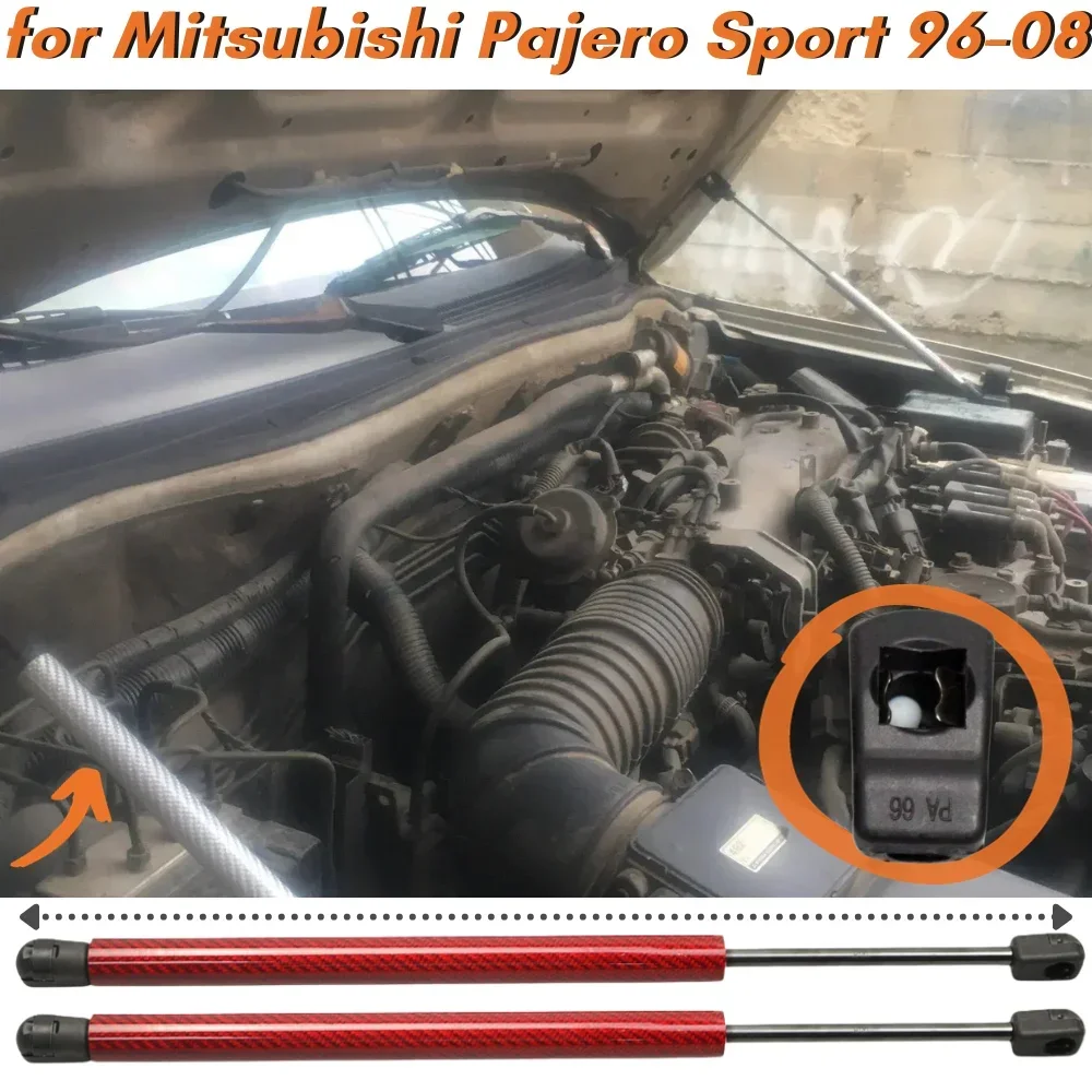 

Qty(2) Hood Struts for Mitsubishi Pajero Sport (K80/K90/PA/PA II) 1999-2008 Front Bonnet Gas Springs Shock Absorber Lift Support