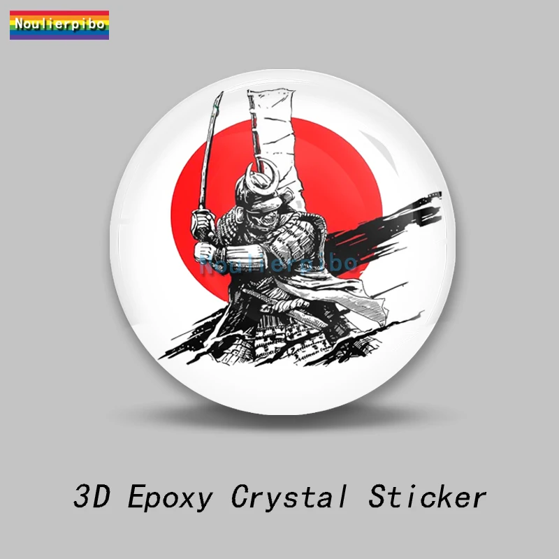 3D Stereo High Quality Epoxy Dome Car Sticker Japanese Samurai Sun Shi Blood Crow PVC Car Phone Laptop Trolley Case Vinyl Decal