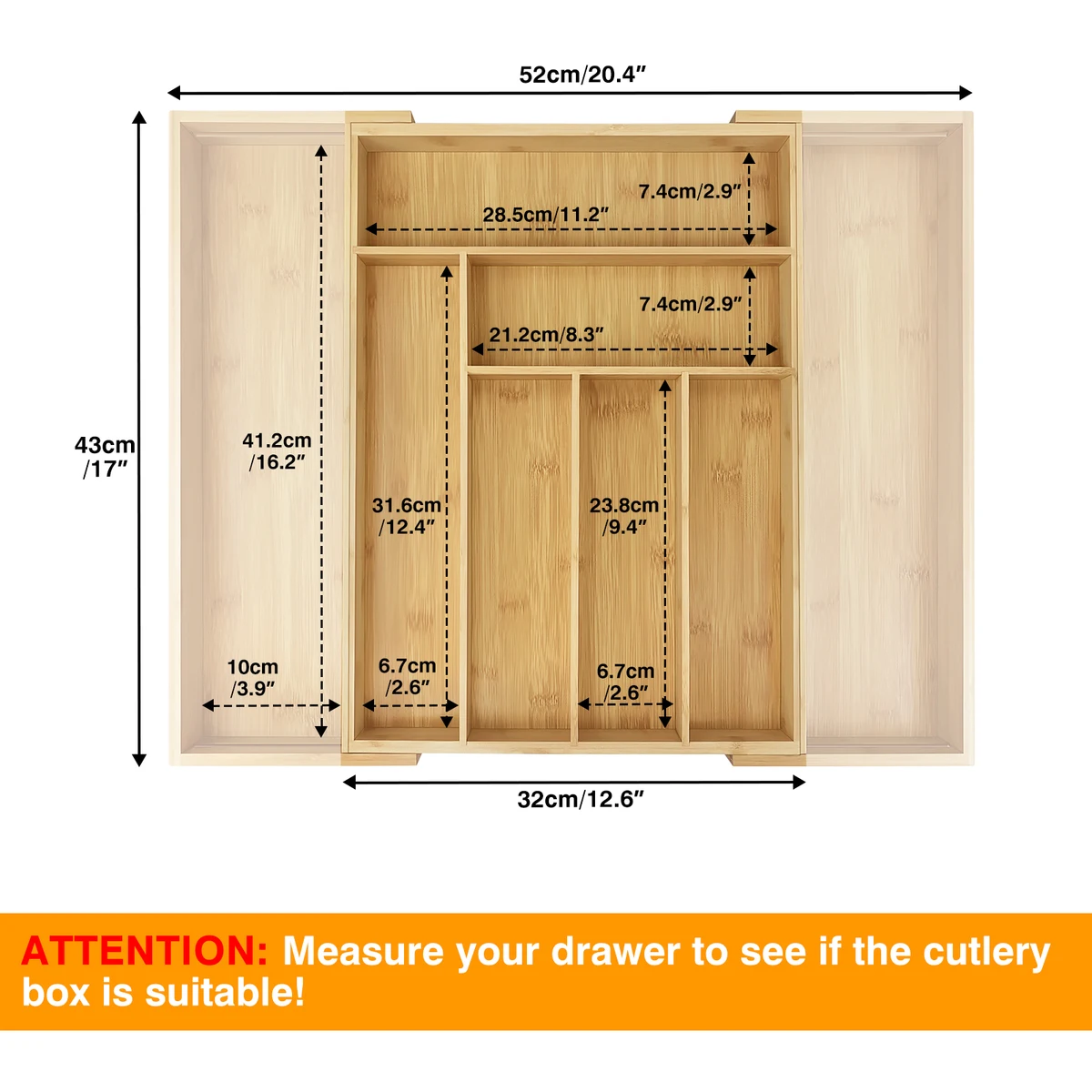 Cutlery Drawer Organiser Cutlery Tray 6-8 Compartment Kitchen Drawer Organiser Kitchen Utensils Holder Knife and Fork Drawer — view 2