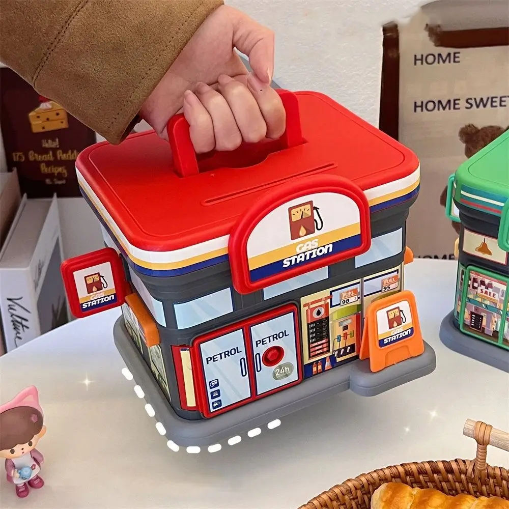 New Store Shaped Money Box Creative Plastic Key Lock Cash Box Students Portable Piggy Bank Safe Savings Jar For Kids Adults Gift