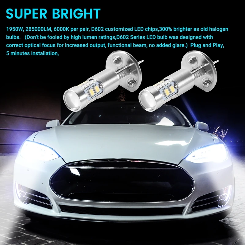 4PCS H1 LED Headlight Fog Driving Light Bulbs 6000K Super White 200W led light led bulb led fog light led headlight fog and headlight bulbs