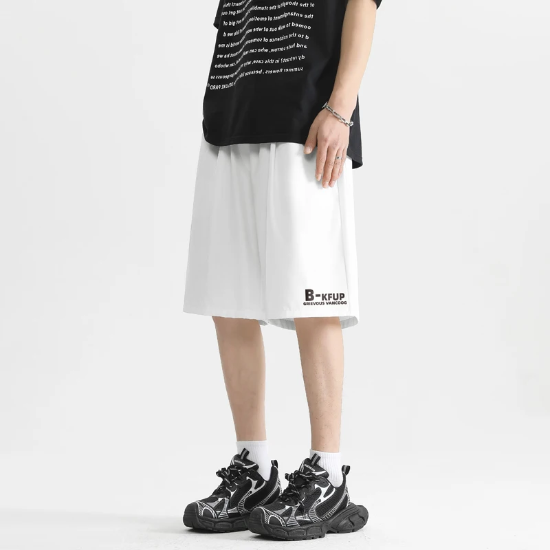 Men Trendy Letter Print Casual Streetwear Loose Straight Short Pants Youth Sports Running Quick Drying Beach Shorts Ropa Hombre