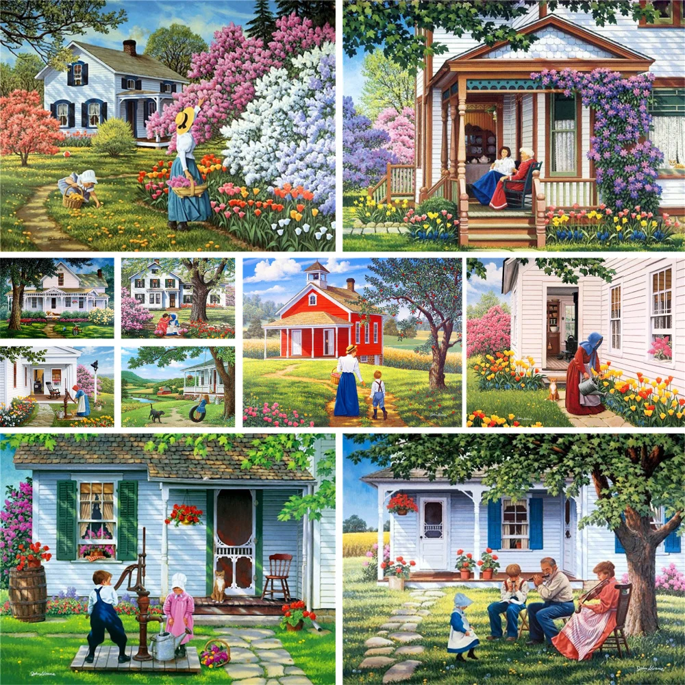 

Пейзаж, дом, DIY Краска по номерам, искусственные масляные краски 40*50, холст, живопись, новый дизайн, ремесла для взрослых, ручная работа, настенное искусство