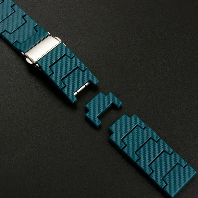 Premium Carbon Fiber Watch Band - Sleek Customizable Link Bracelet