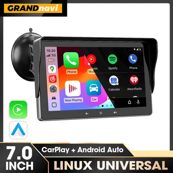 Radio multimedia para coche de 7 pulgadas, reproductor de vídeo, Carplay inalámbrico y Android Auto inalámbrico, pantalla táctil universal portátil 1