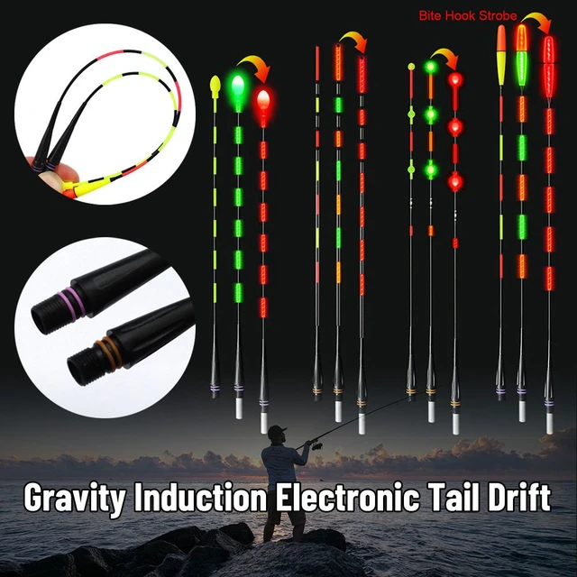 1pc Super Bright Night LED Fishing Floats Smart Gravity Induction  Electronic Tail Drift Float Top Luminous Sensitive Floats Buoy