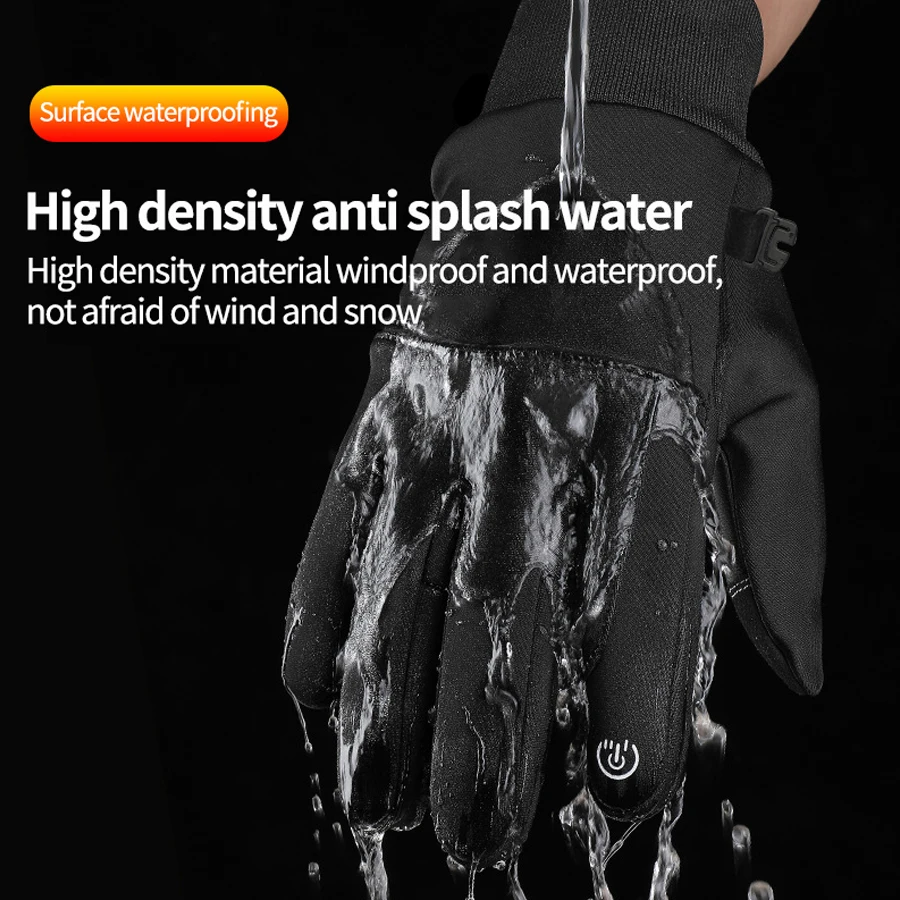 1 Pair Outdoor Motorcycle Gloves Winter Insulation Waterproof Warm Gloves Lightweight Running Winter Touch Screen Bicycle Gloves