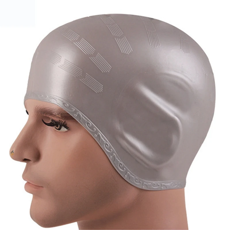 Bonnets De Natation Imperméables Pour Adultes, Hommes Et Femmes, Bonnet De Piscine, Protection Des Oreilles à Cheveux Longs, Grand Chapeau De Plongée Antidérapant En Silicone