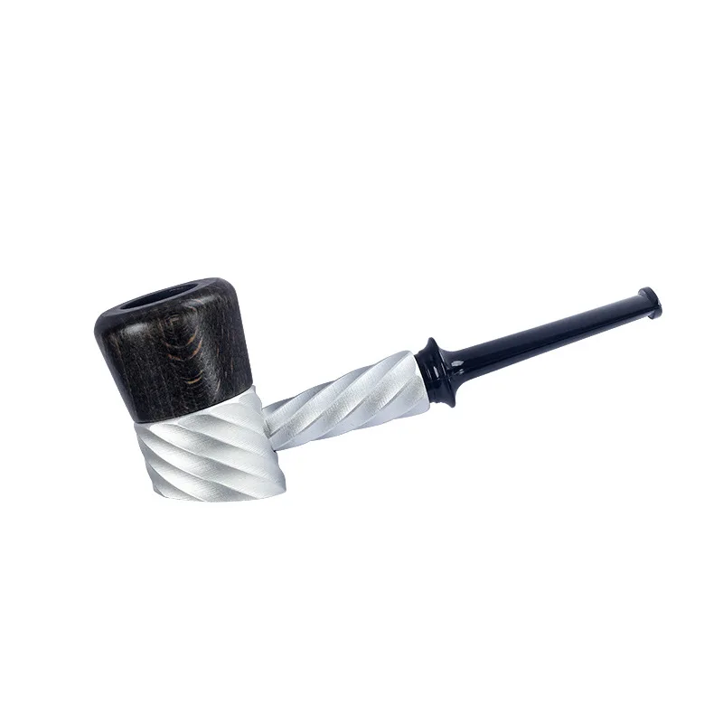 Solid Wood & Metal Splicing Type Tobacco Pipe Removable Cleaning Smoking Pipe Old Dad's Gift