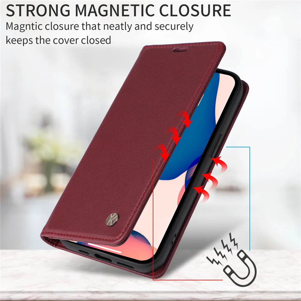 Magnetic Leather Flip Book  Case in Sleek Design