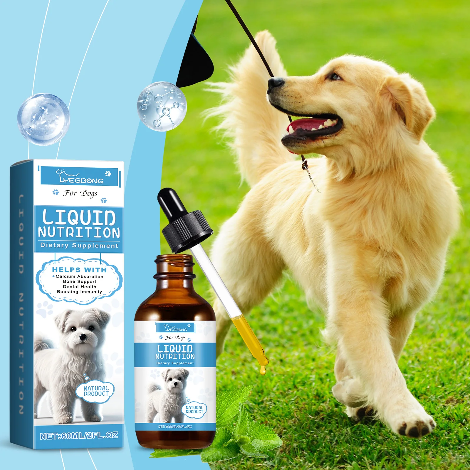 Strong Bones Pet Vitamin Supplement Drops Promote Calcium Absorption Boost Immunity Enhance Vitality Dietary Supplement Drops