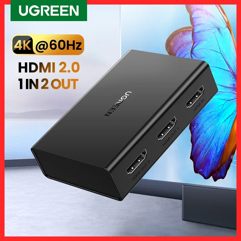 Ugreen Hdmi Splitter 1 In 2 Out 4 K60Hz Splitter Compatibile Con Hdmi Per Dual Monitor Hdcp 2.2 3D Hdr Edid Hdmi Adapter