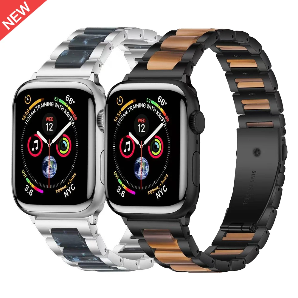 

Resin + metal Strap For Apple watch 49mm 45mm 41mm 44mm 42mm 40mm 38mm Luxury stainless steel strap for iwatch 8 7 6 5 4 3 2 SE