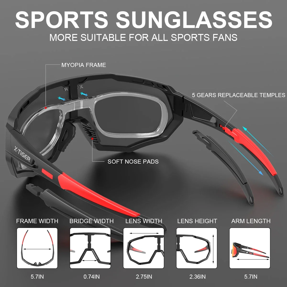 X-Tiger X-YJ-JPC-3 polariserede cykelbriller UV400 Photochromic Eyewear - Image 4