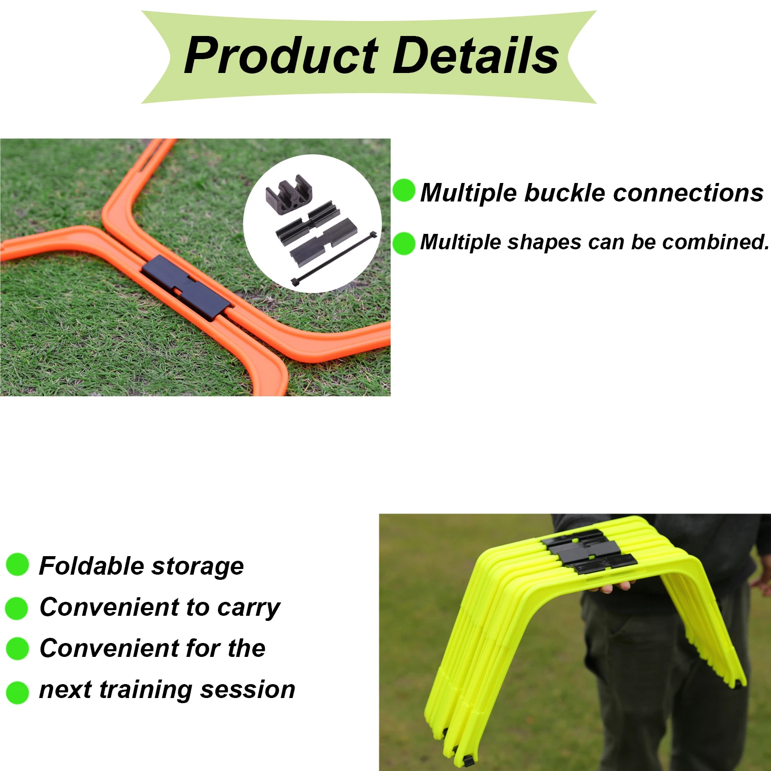 Anelli di agilità esagonali Set scala di allenamento di velocità ostacoli per esercizi Multi forniture scala pieghevole per allenamento di calcio Fitness - immagine 4