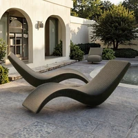 Modern Rattan Sun Loungers for Outdoor Pool Garden Beach Courtyard Hotel & Villa Wood Chaise Lounge Chairs