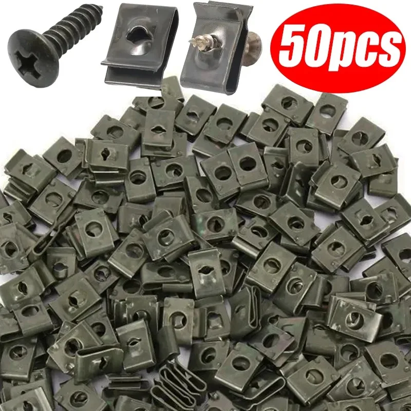 

Car U-Type Tapping Screw Base Anti-rust Metal Clamp Fastener Bumper Fender Trim Panel Fastener Board Grommet Clip Accessories