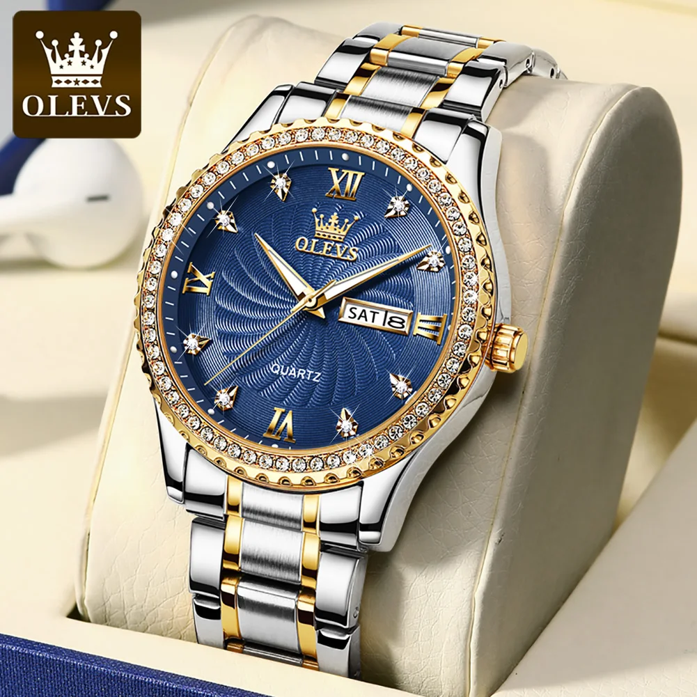 

OLEVS Men's Watches Luxury Business Automatic Mechanical Watch for Man Gold Waterproof Luminous Stainless Steel Date Week Trend