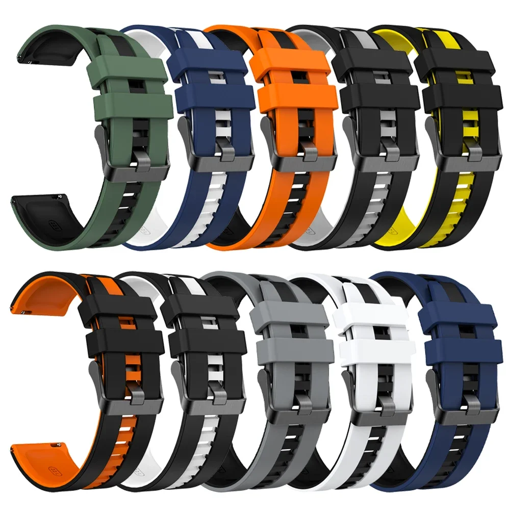 Two-Tone Sport Silicone Strap - 22mm Wristband Bracelet