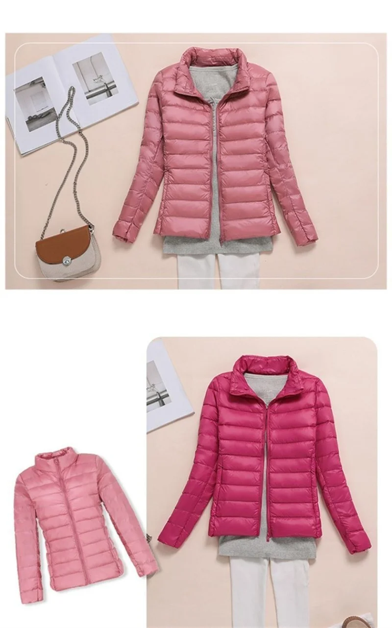 Down Jacket Women Parkas Windproof Puffer Coat New Autumn Winter Warm Stand-UP Collar Thin Cotton Coat Short Overcoat Top Ladies