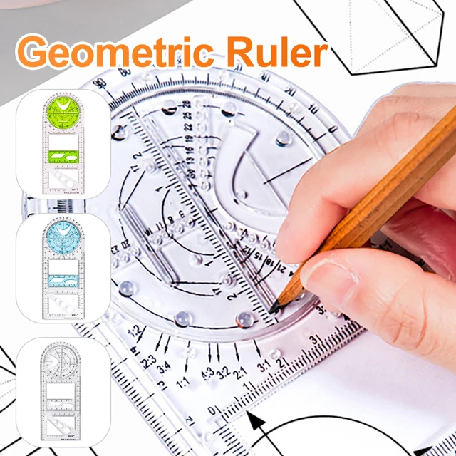 4Pcs Multifunctional Geometric Ruler Measuring Drawing Ruler Plastic  Mathematics Tools for Student School Office Supply - AliExpress