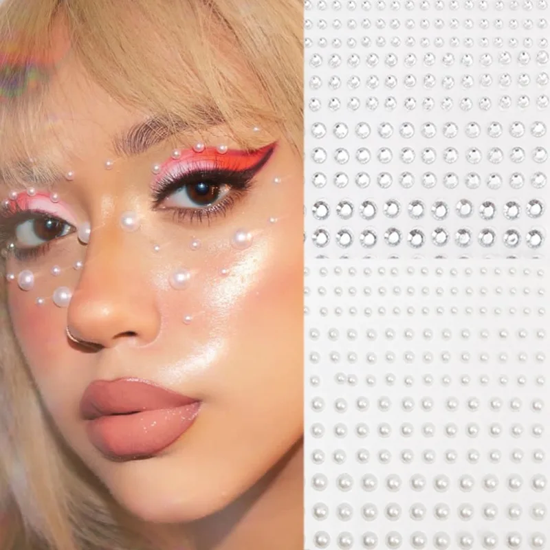 

DIY Party Festival Makeup Face Jewelry 3D Disposable Acrylic Adhesive Rhinestone Diamond Eyeshadow Eyeliner Sticker Decoration