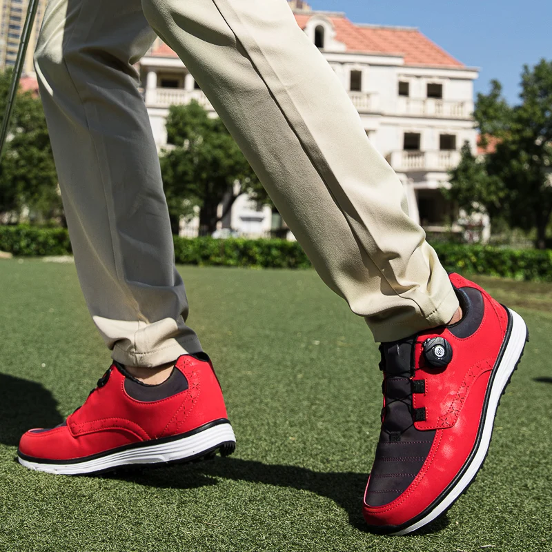 Hot Sale Professional Golf Shoes Men Outdoor Anti-Skid Quick Lacing Golf Spikes Sneakers Breathable Waterproof Luxury Shoes
