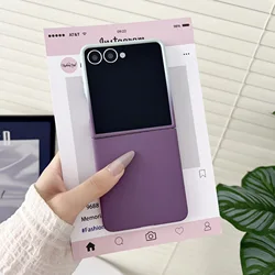 Gradient Color Phone Case with Large Window Protection - PC Skin Feel Cover - Galaxy Z Flip7 (Green - Purple)