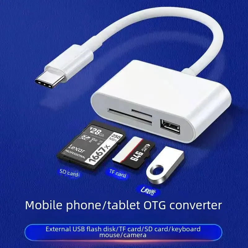다기능 Otg 3-in-1 Usbsdtf 메모리 카드 리더, C타입 카메라 마우스 USB 어댑터 컨버터 케이블