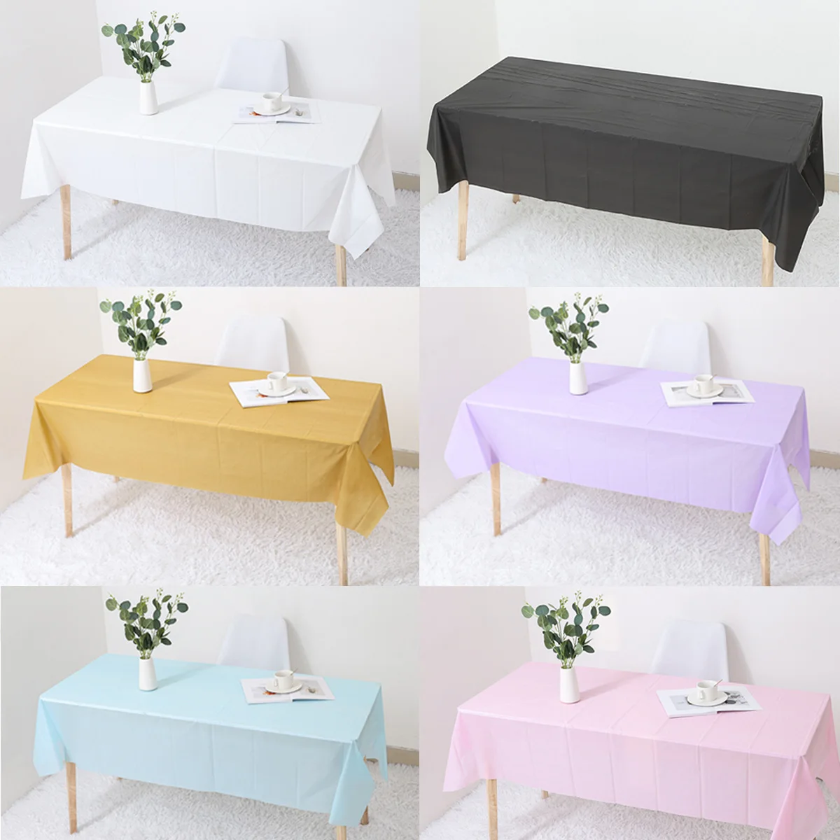 PEVA material solid color party tablecloth decorated with birthday and wedding 1pc-54 * 72inch