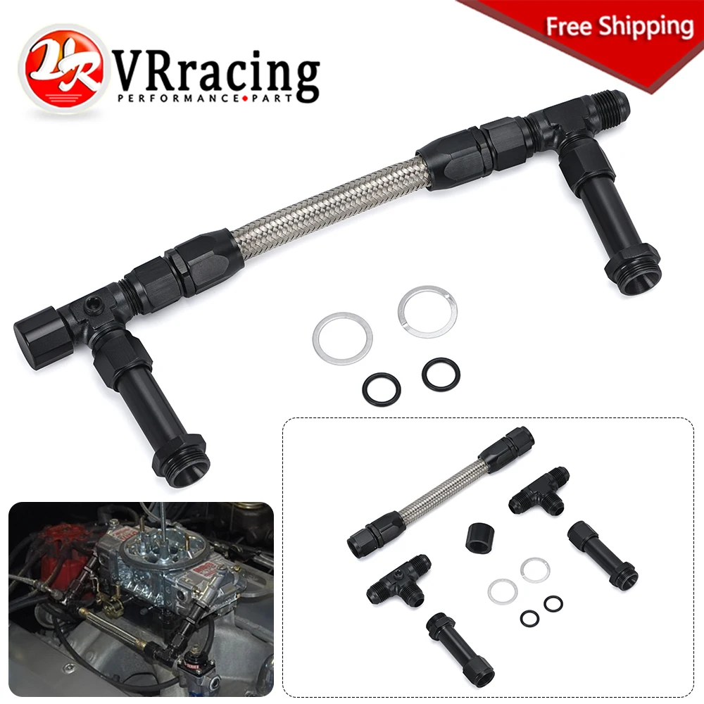 

AN8 8AN Dual Feed Fuel Line Dual Feed Carb Fuel Line Kit Stainless Steel Braided Hose For Holley 4150 Carburetor Accessories