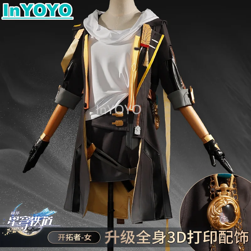 

InYOYO Trailblazer Stelle Cosplay Costume Honkai: Star Rail Cosplay Game Suit Cool Uniform Coat Top Skirt Halloween Party Outfit