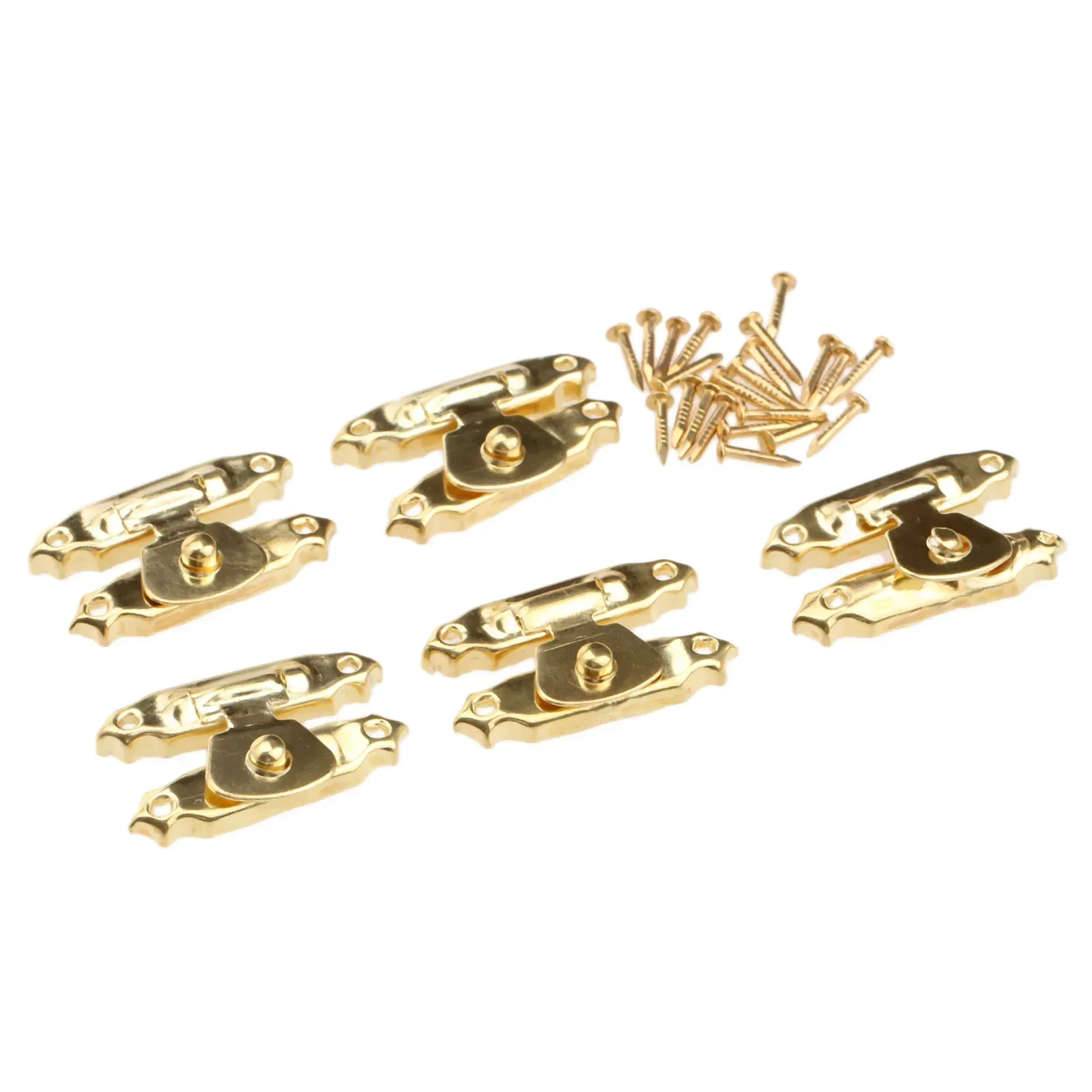 Cabinet Door Hinges Furniture Hardware Toggle Latches Jewelry Box Hasps Decorative Latches 15pcs Vintage Gold Round Hinges Iron Antique Latch Hasps Jewelry Box Toggle Lock