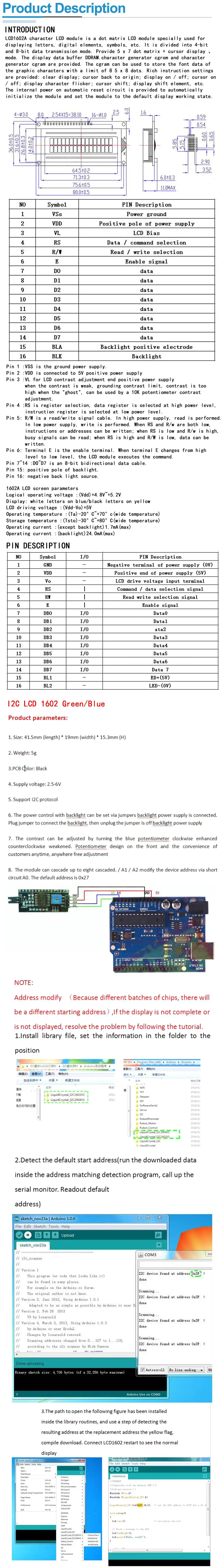 1 Teile/los LCD modul Blau Grün bildschirm IIC/I2C 1602 für arduino 1602 LCD UNO r3 mega2560 LCD1602 – Detail 2