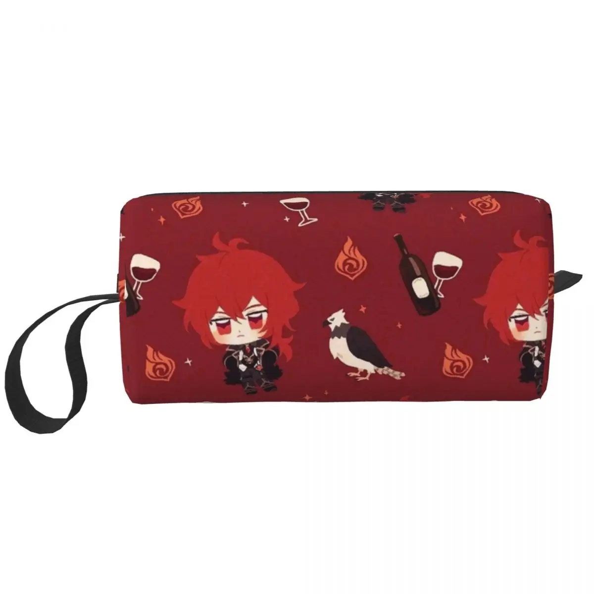 

Diluc Genshin Impact Large Makeup Bag Beauty Pouch Travel Cosmetic Bags Game Portable Toiletry Bag for Women