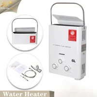 Chauffe-eau sans réservoir au propane 6L 12KW en acier inoxydable, chauffe-eau instantané pour le camping en plein air avec kit de douchette 2