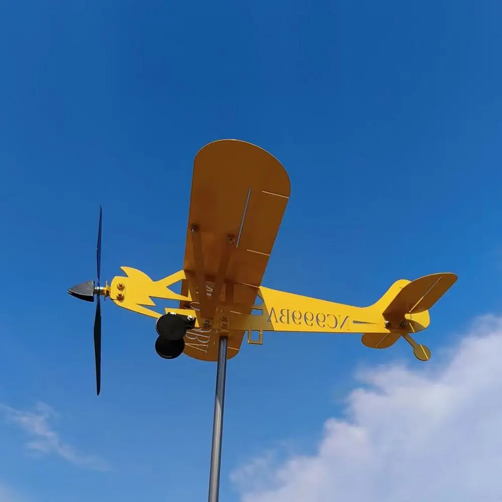 3D Metal Pipe Windmill Wind Direction Compass Weather Vane Garden Decoration Airplane Weathervane