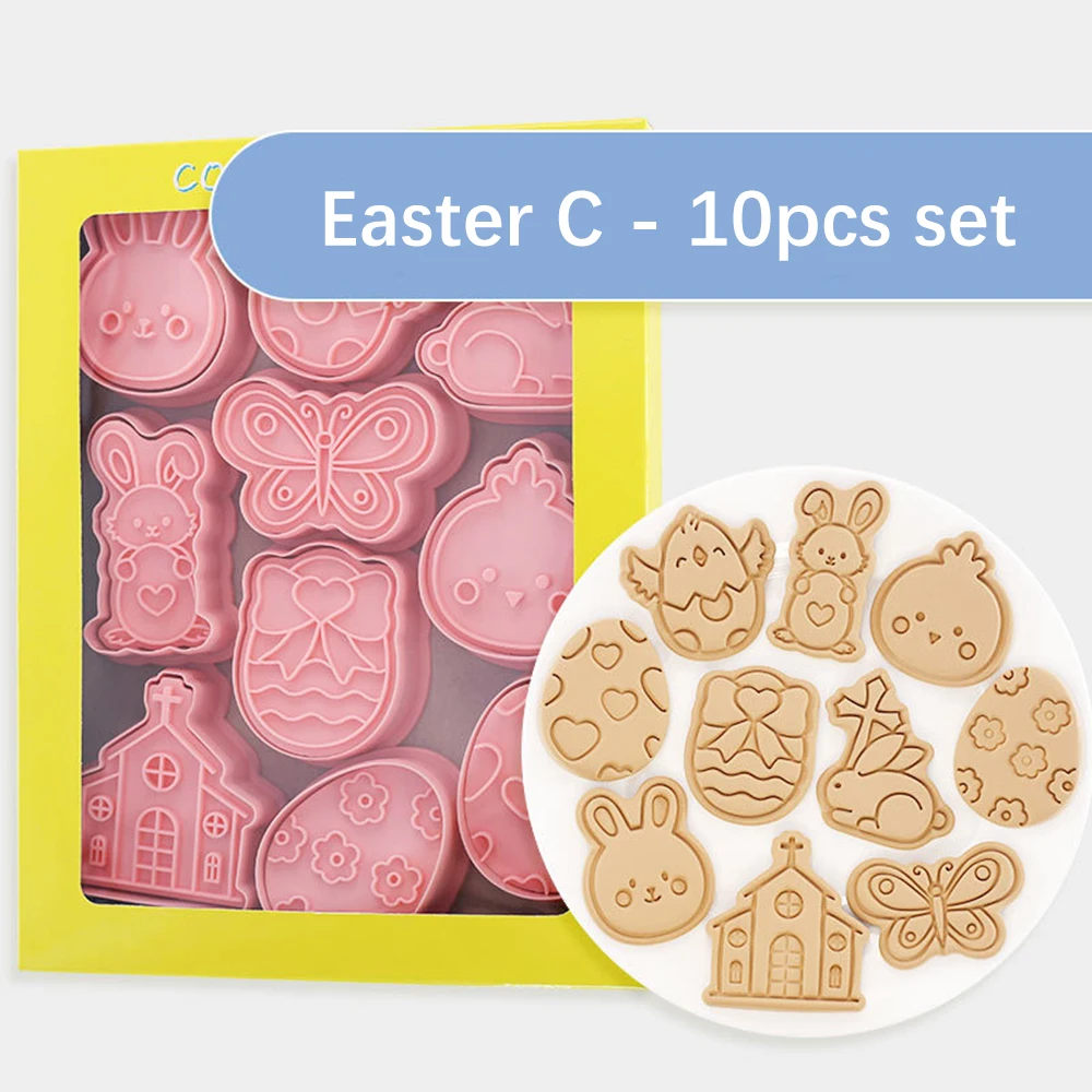 8Pcs Easter Cookie Cutters Easter Eggs Bunny Cookie Molds Biscuit Mold Stamps Kids Baking Diy Accessories Easter Decoration 2026