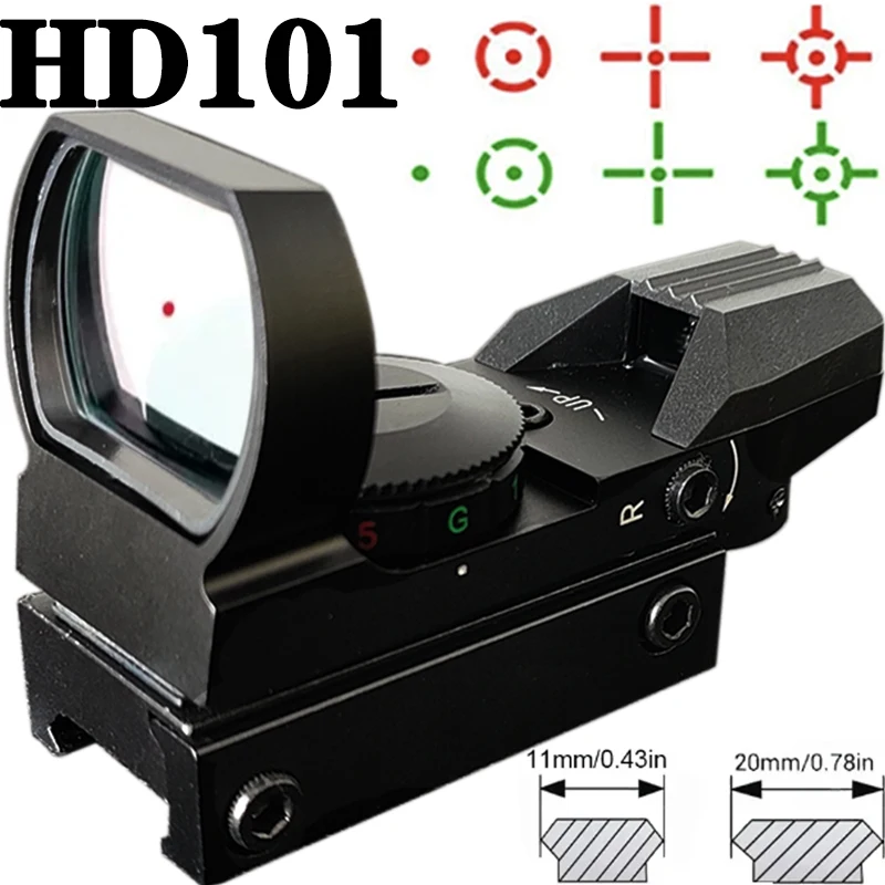 Red Dot Scope Adjustable Shooting Airsoft Sight Reflex 4 Reticle Red Green Point Sights Aiming Optical Reflection Tactical