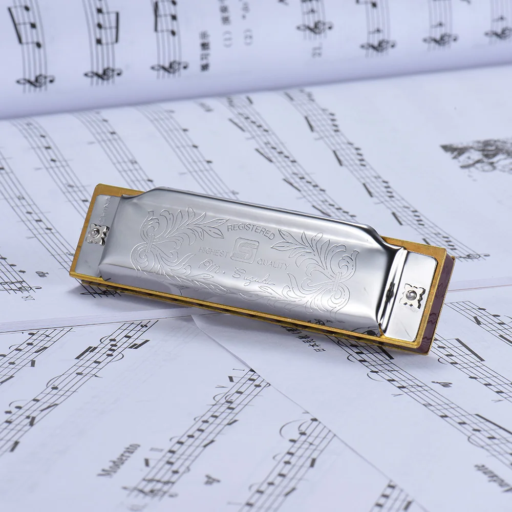 SUZUKI Folkmaster Blues Harmonica Standard Key of C A B E F G Key 10-Hole 20 Tones Diatonic Blues Gaita Harmonica For Beginner diatonic harmonica