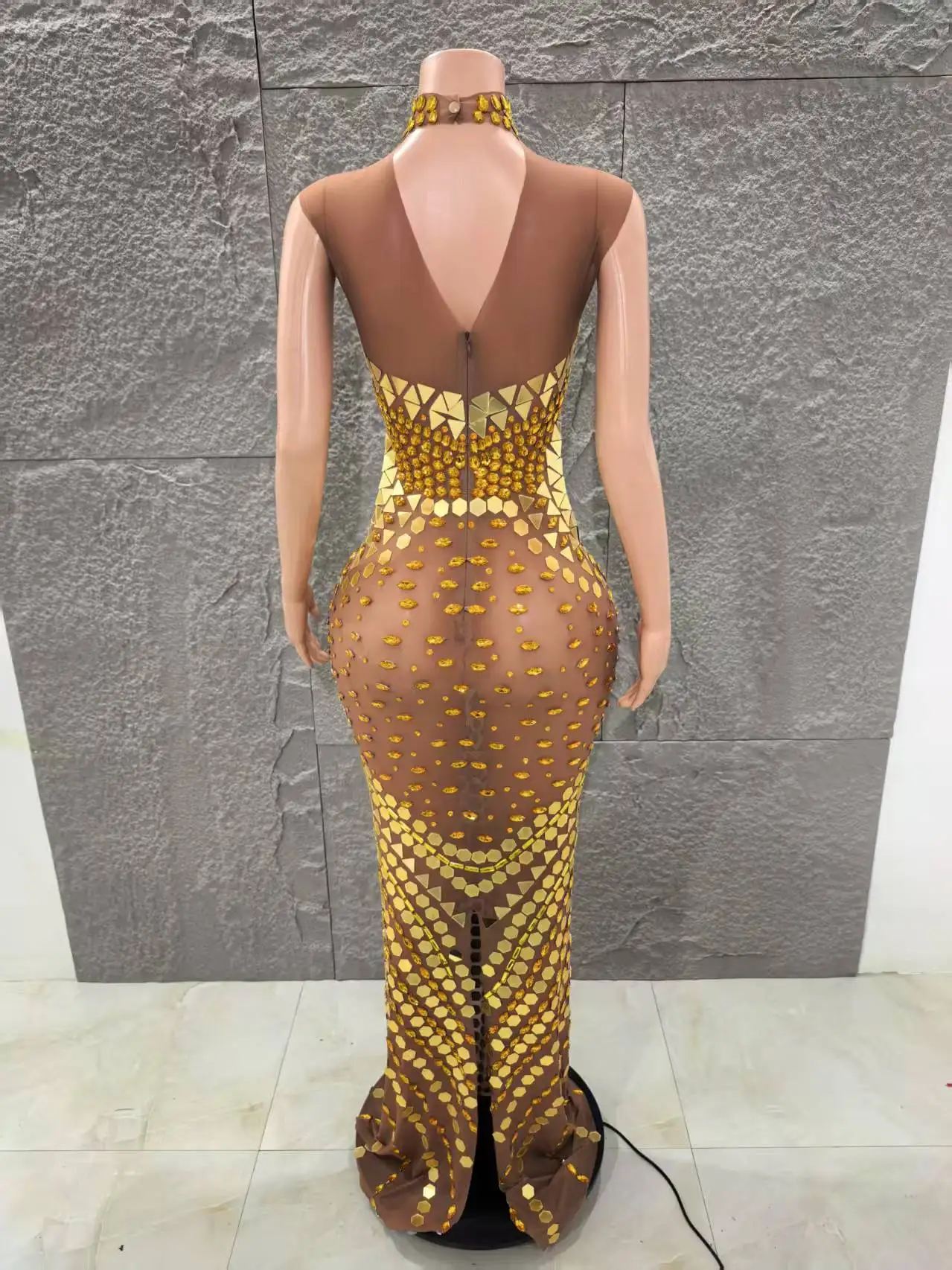 golden bodycon dress for women Golden Bronzing Bodycon Dress – Fashion Closet Clothing main image 0