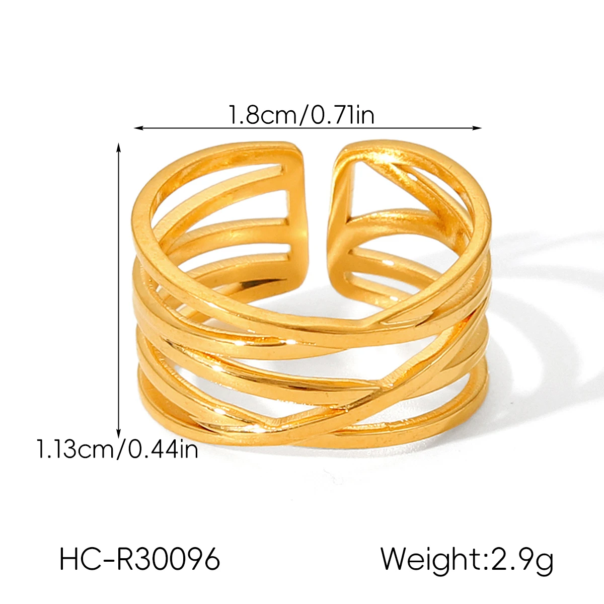 Minimalistischer Y2k-Ring aus PVD-vergoldetem Edelstahl mit Linienmuster und Barockperlen für Damen, Modeschmuck, Accessoires, Geschenk – Detail 10