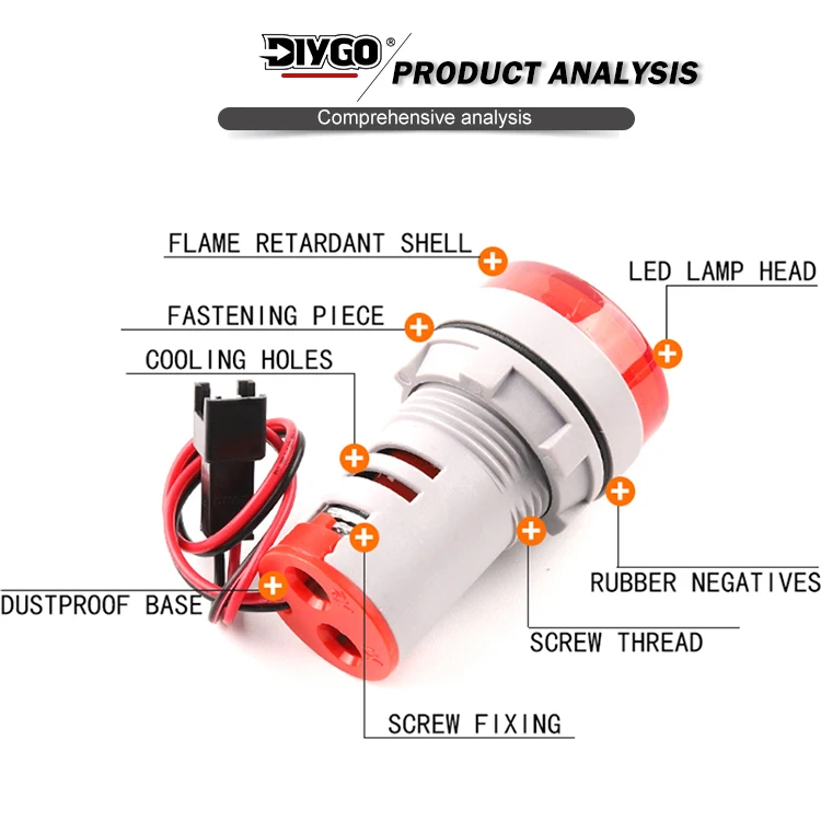 Description Picture 5 of item22mm Frosted Round Panel Digital Ammeter Amp Tester Meters LED Indicator Pilot Lamp Light Current Meter 0-100A AC 50-500V