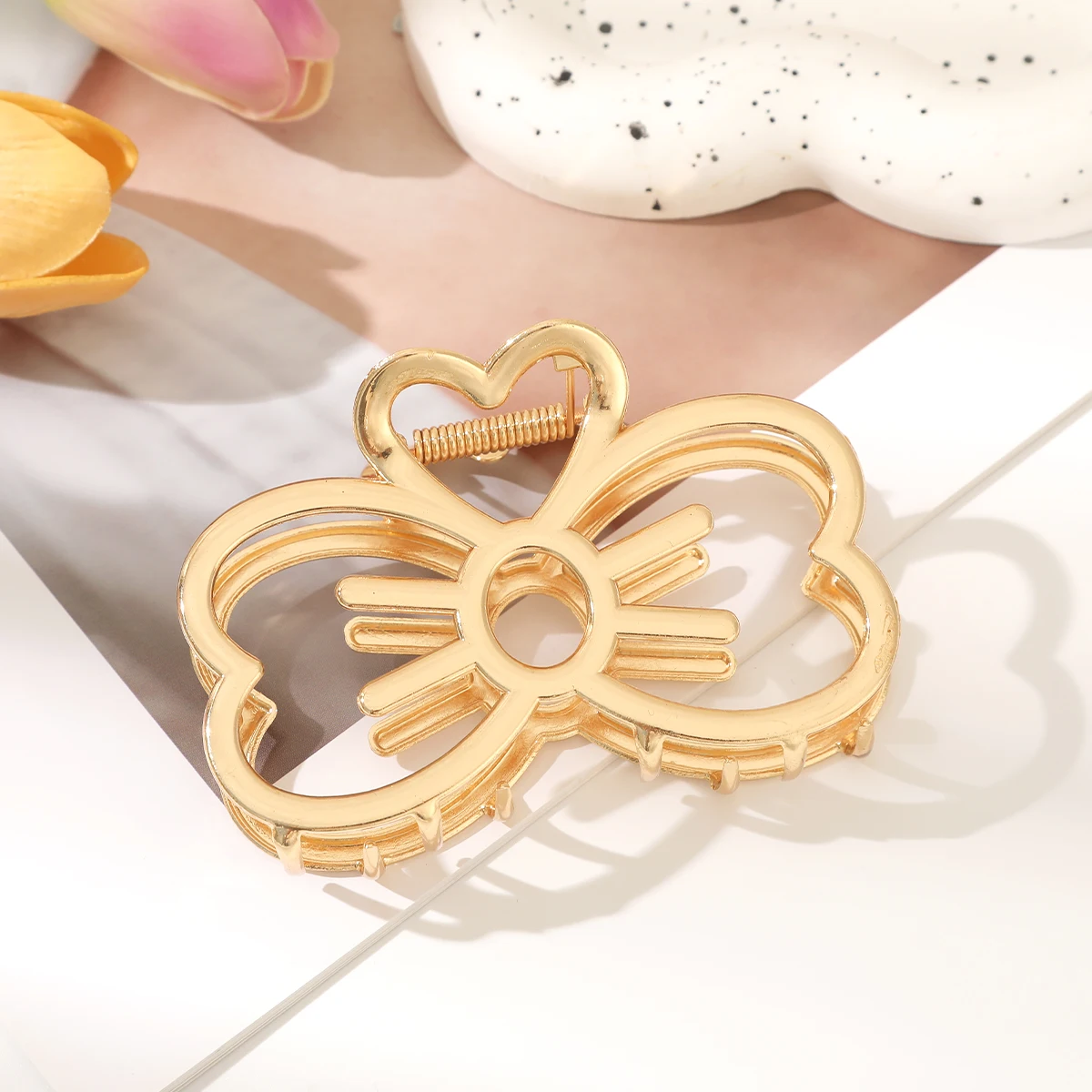 Alloy Bow Hair Claw Catcher Gold Cute Hairpin Hair Crab Women Korean Ponytail Hair Crab Claw Fashion Hair Accessories Headwear