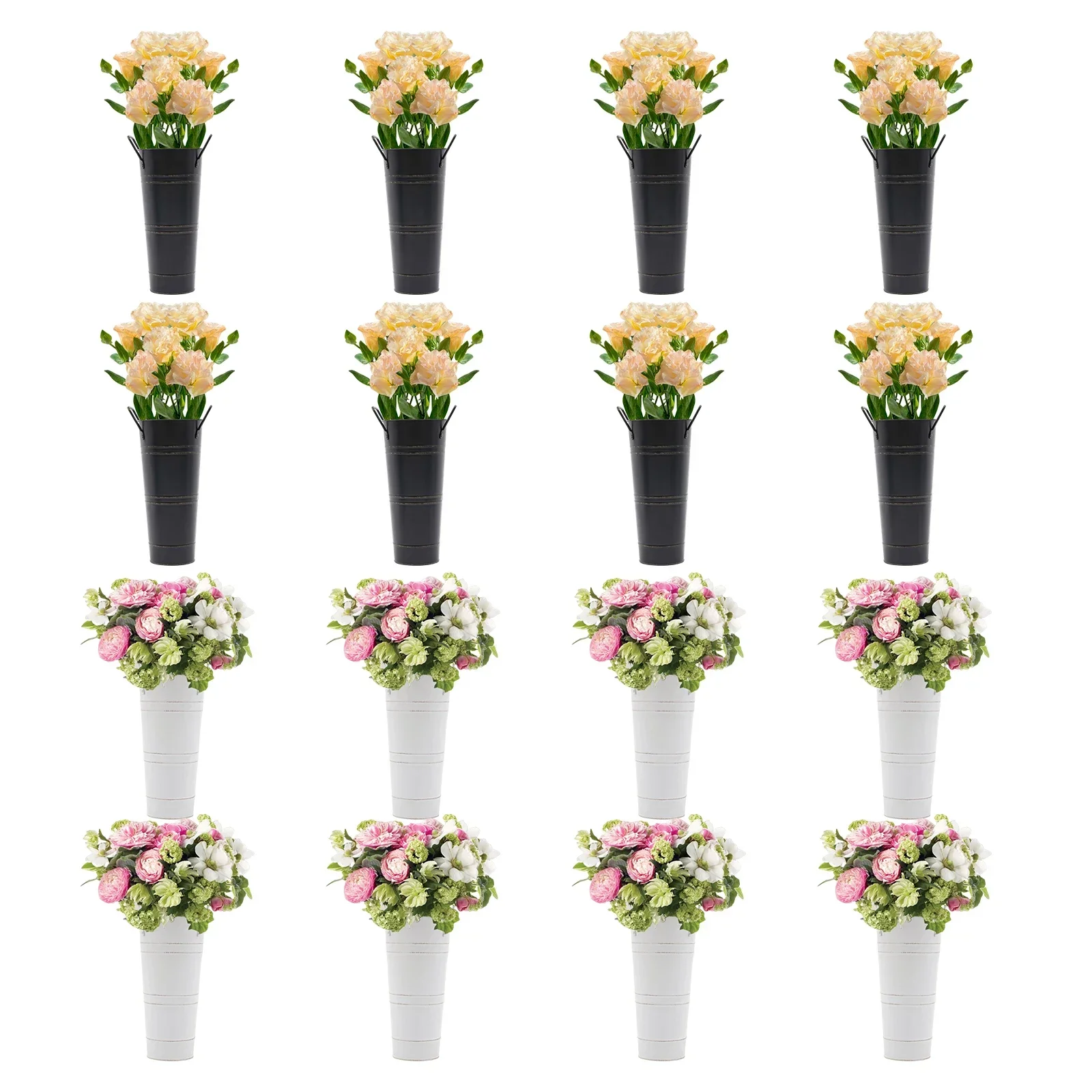 8PCS Flower Bucket Creative Wrought Vase Retro Decorative Iron Desk Topper Vintage Display French Country 5