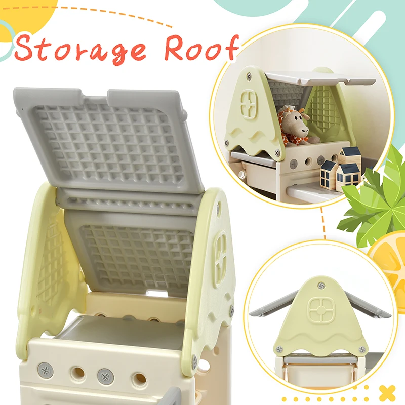 Kids Bookshelf Toy Storage Organizer, Multi-functional Nursery Organizer Kids Furniture Set Toy Storage Cabinet Unit with Shelf 5