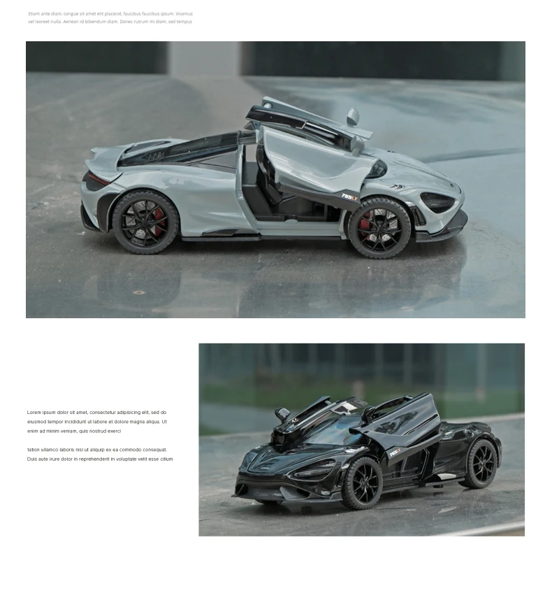 1:32 Mclaren 765LT Sport Car Model Sound Light Kid Diecast Toys