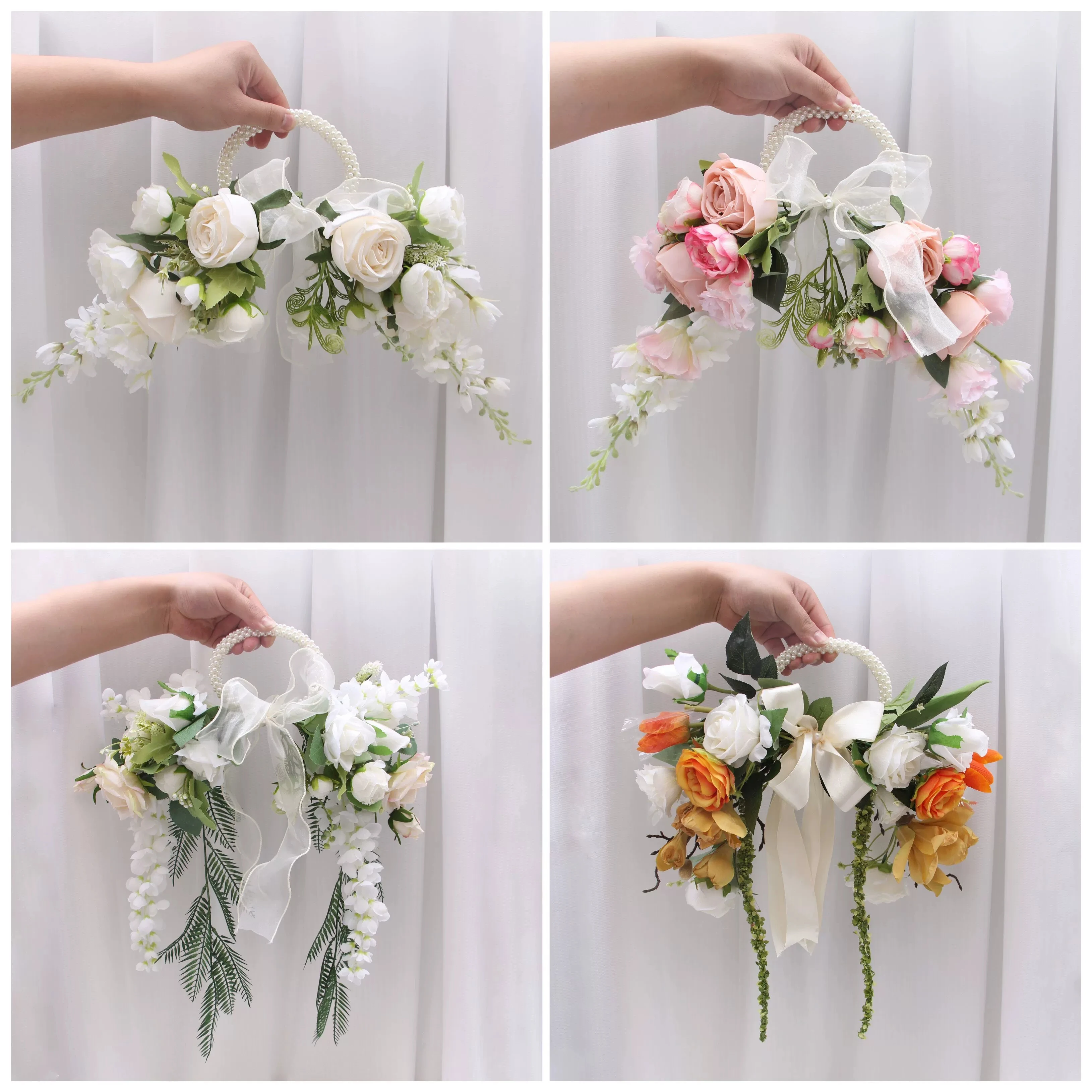 Buque de noiva Flower Bouquet Bridal Wedding Fake Flower Advanced Simulation Handheld Pearl Ring Bridesmaid Bouquet