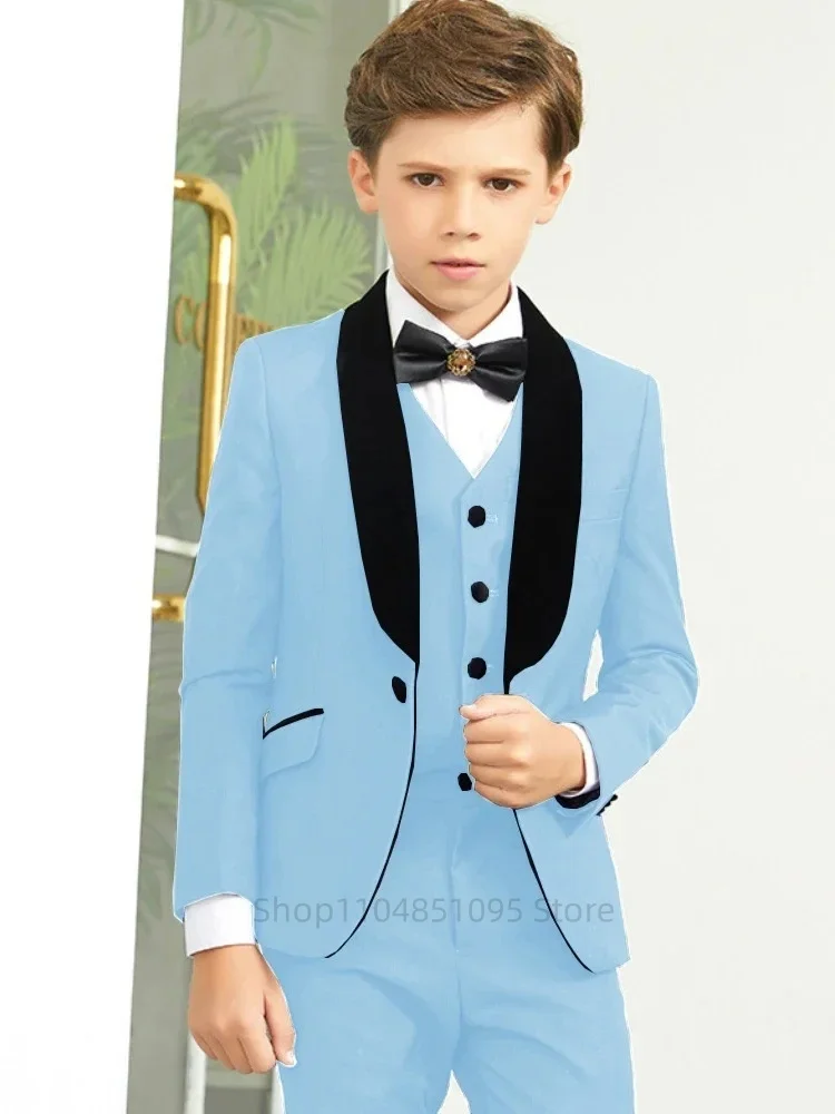 Pink Boys' Suit for 2-18 Years Old Suit 3 Pcs Suit Set Formal Child Wedding Tuxedo Pants Vest Jackets Party Prom Stage Costumes