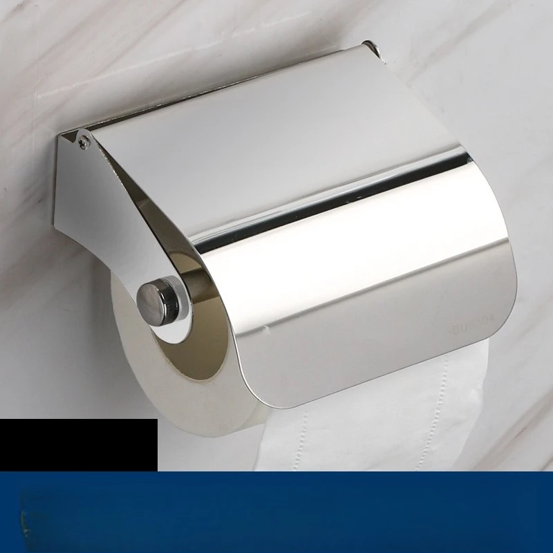 304 Stainless Steel Toilet Paper Holder Wall-Mounted No Drill, Creative Bathroom Tissue Roll Organizer for American